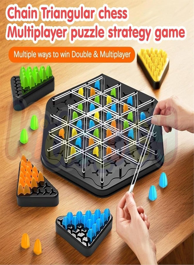 NIL JO Chain Triangle Chess Game Wooden Peg Solitaire Board - Classic Triangle Jump Game with 15 Pegs, Brain Teaser Strategy Puzzle for Kids & Adults, Educational Travel & Family Game - Image 3